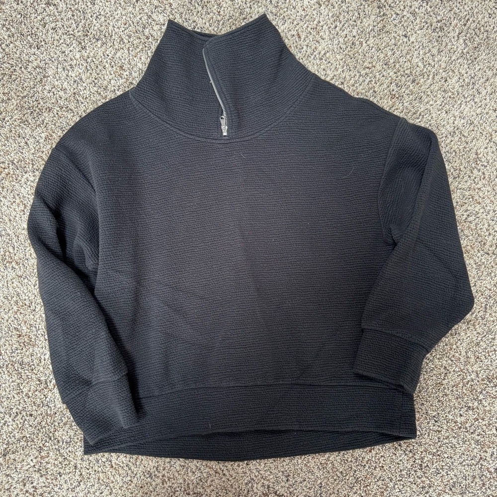 Calia Black Cowl Neck Sweater with Textured Knit